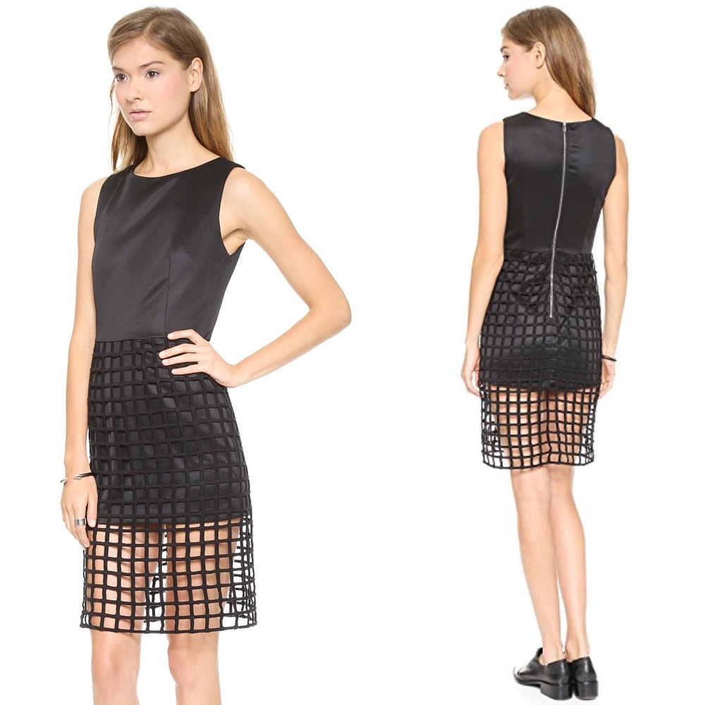 JOA Los Angeles black zip up sleeveless cage dress